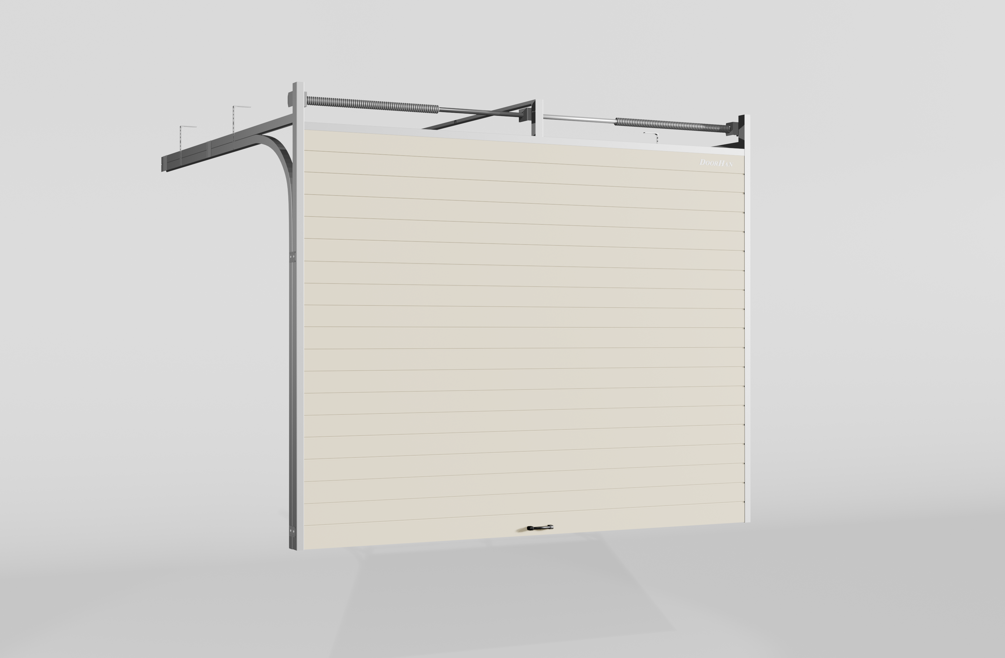 Секционные ворота DoorHan стальные 2300х2900 цвета RAL 1014 (бежевый) с дизайном «доска» без автоматики