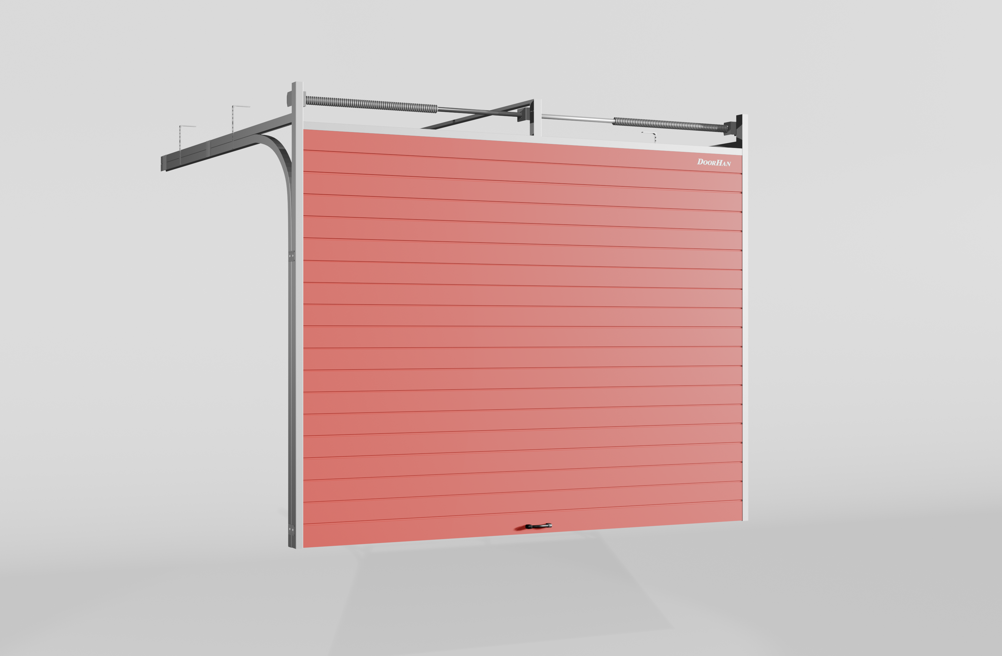 Секционные ворота DoorHan стальные 4400х2900 цвета RAL 3000 (коричневый) с дизайном «доска» с автоматикой