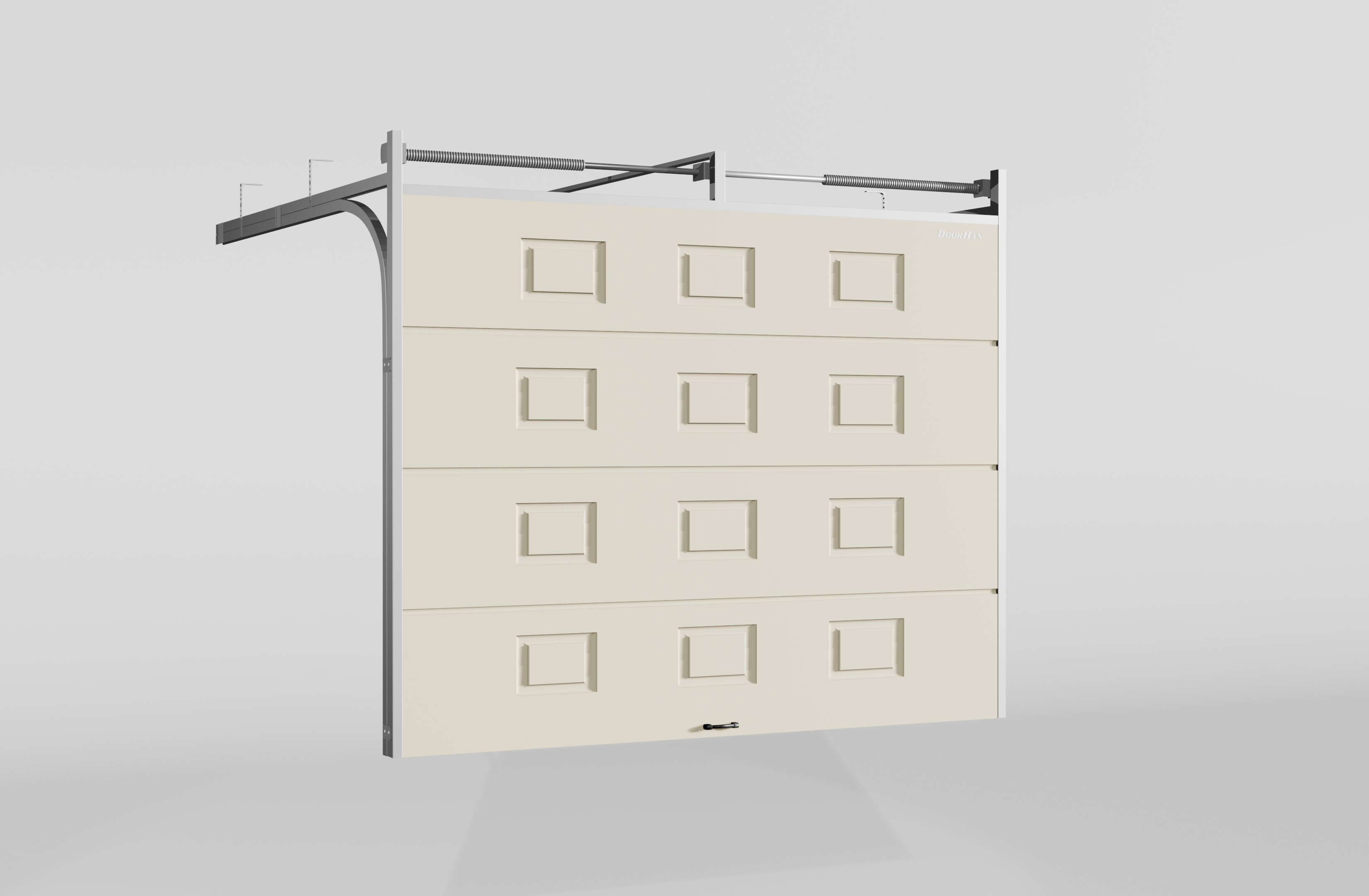 Секционные ворота DoorHan стальные 2700х2800 цвета RAL 1014 (бежевый) с дизайном «филенка» без автоматики