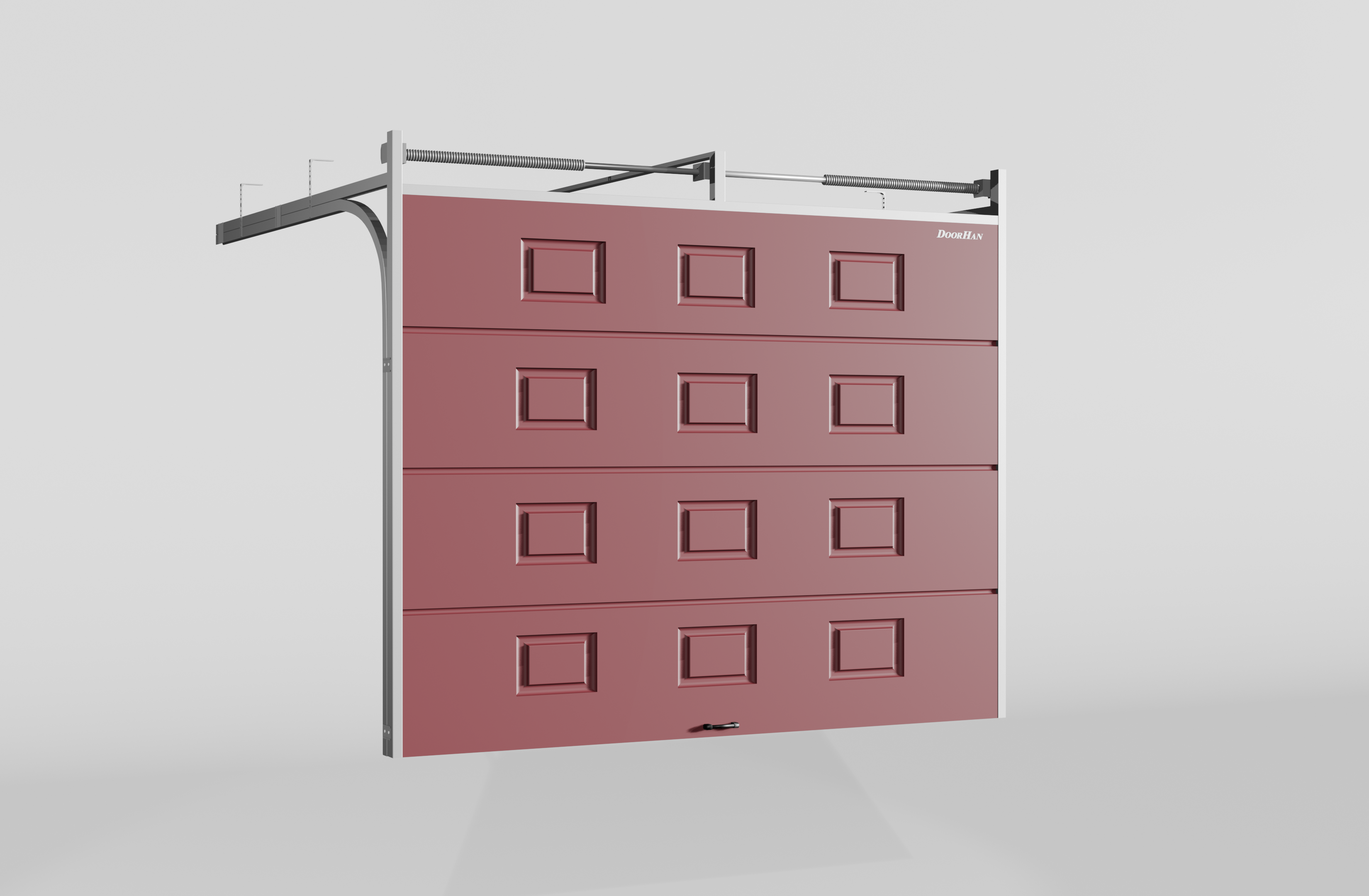 Секционные ворота DoorHan стальные 4100х2100 цвета RAL 3005 (бордовый) с дизайном «филенка» без автоматики