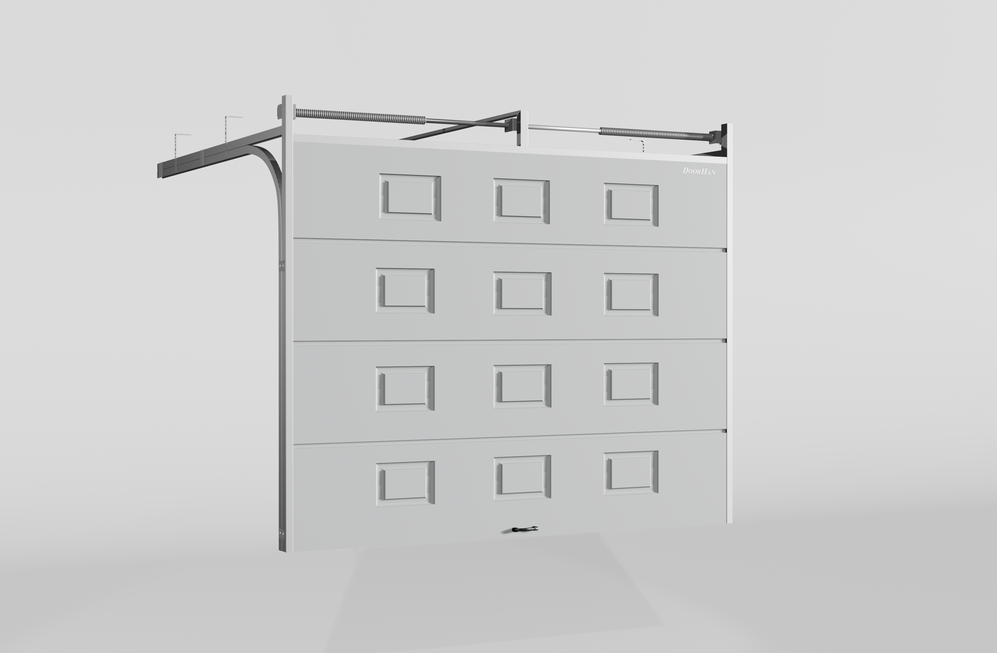 Секционные ворота DoorHan стальные 4600х2700 цвета RAL 7004 (серый) с дизайном «филенка» с автоматикой