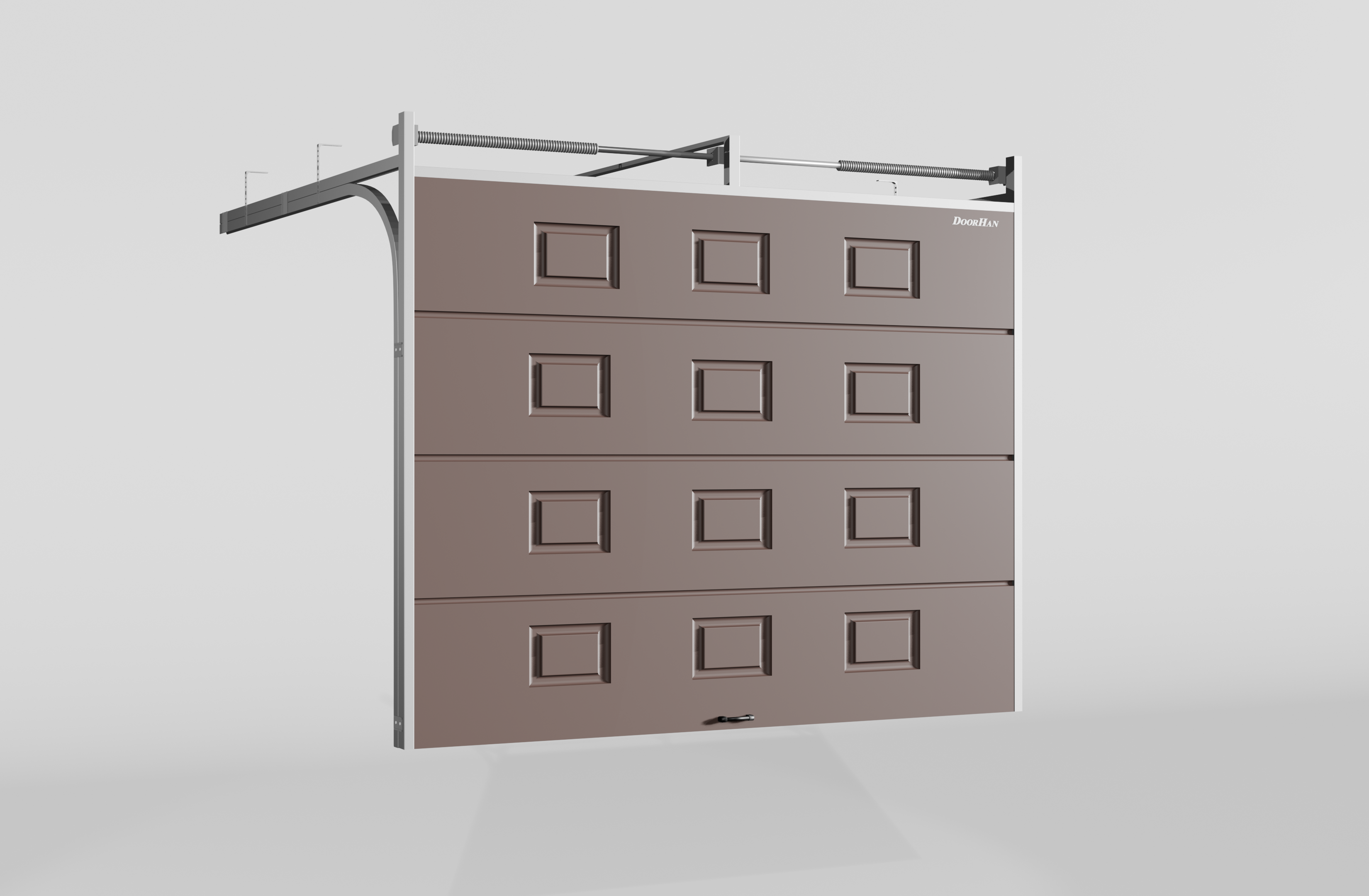 Секционные ворота DoorHan стальные 4800х2800 цвета RAL 8017 (коричнево-красный) с дизайном «филенка» без автоматики