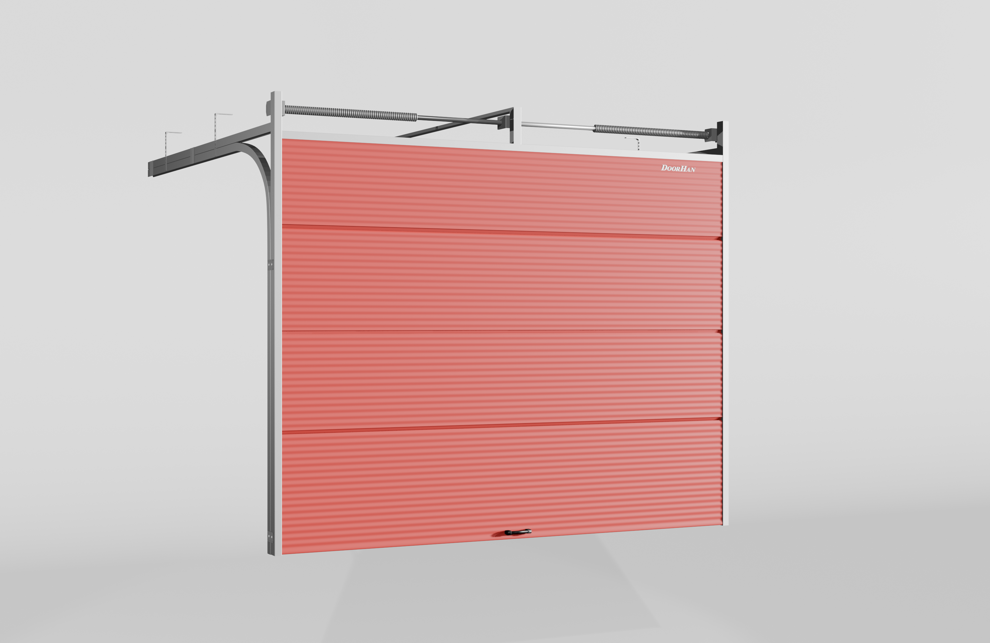 Секционные ворота DoorHan стальные 3000х2500 цвета RAL 3000 (красный) с дизайном «волна» с автоматикой
