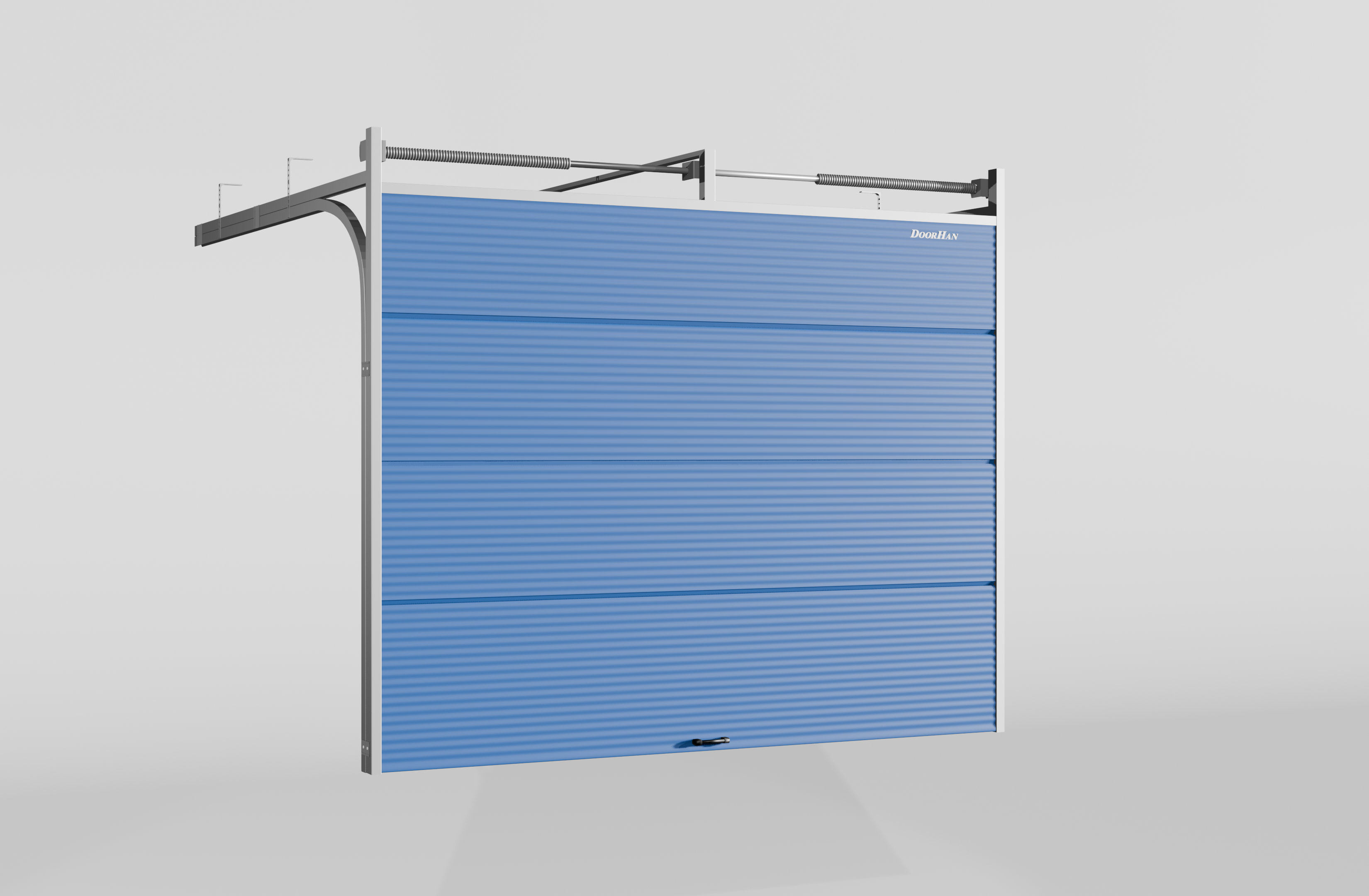 Секционные ворота DoorHan стальные 2900х2400 цвета RAL 5005 (синий) с дизайном «волна» с автоматикой
